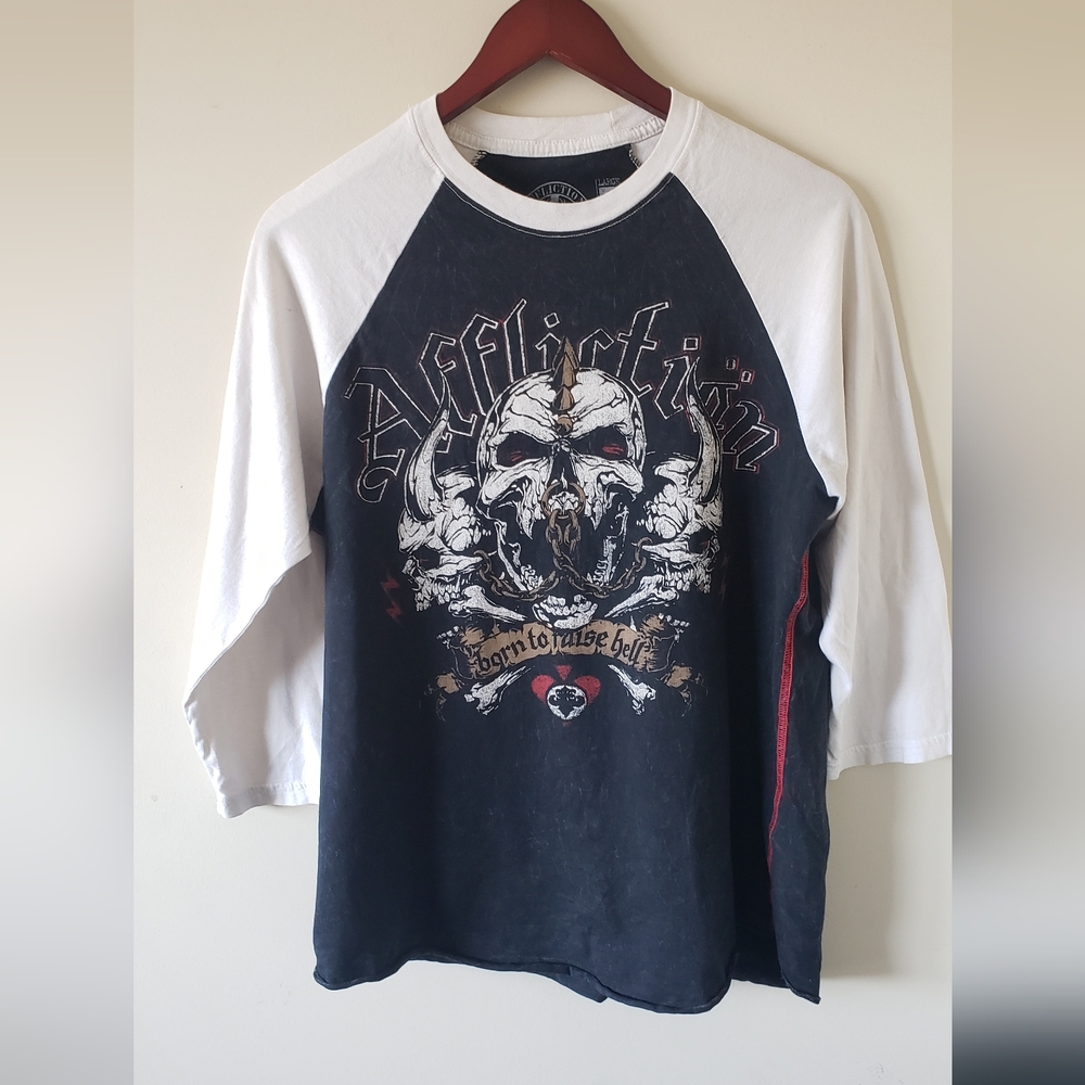 Vintage Affliction "World Tour" Baseball 3/4 Sleeve Tee